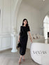 Women Elegant Short Sleeves Dress With Rose Decor